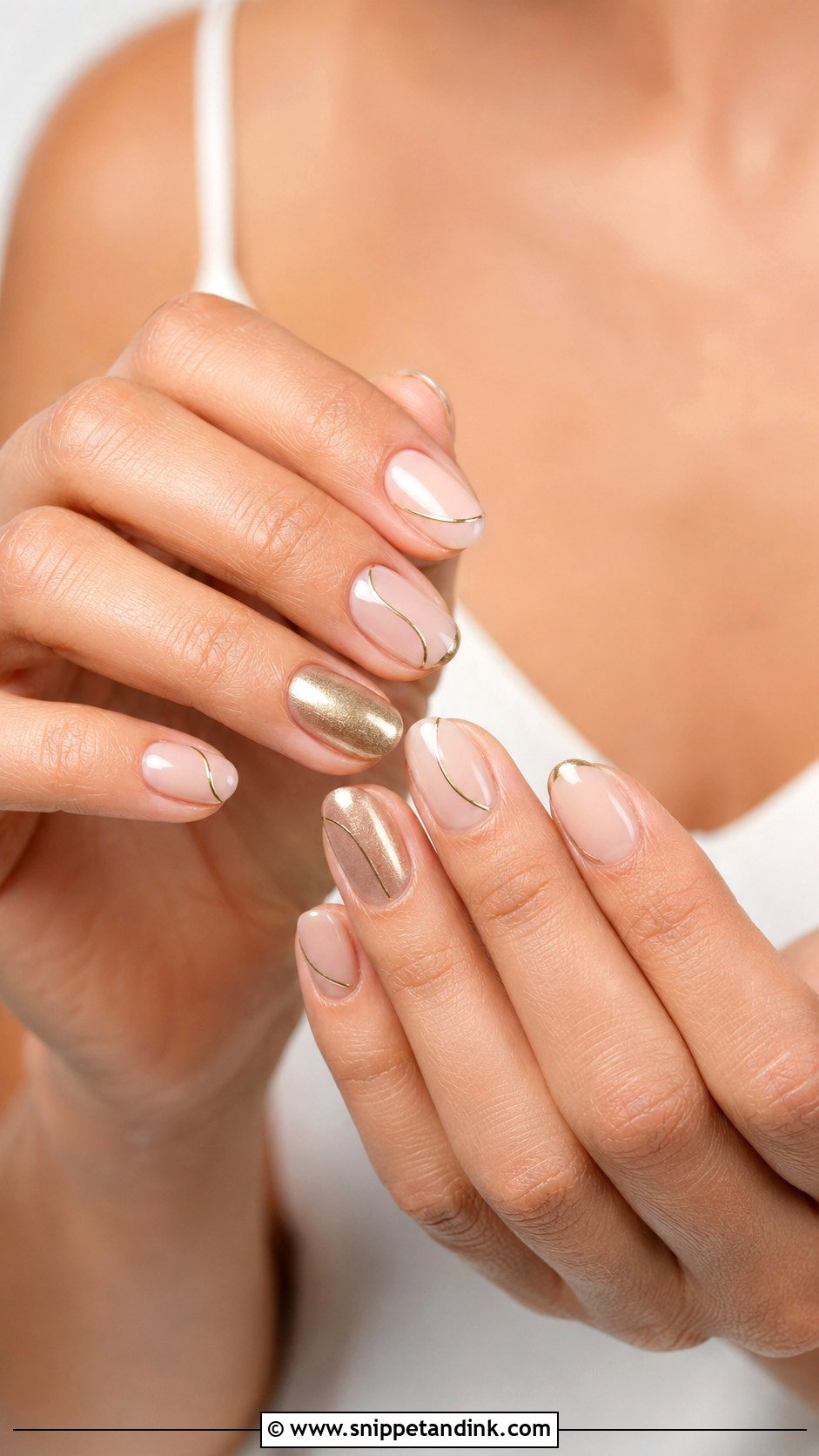 Bridal Nails With Minimal Gold Lines - Snippet and Ink - 30 Bridal Nail Art Indian Ideas