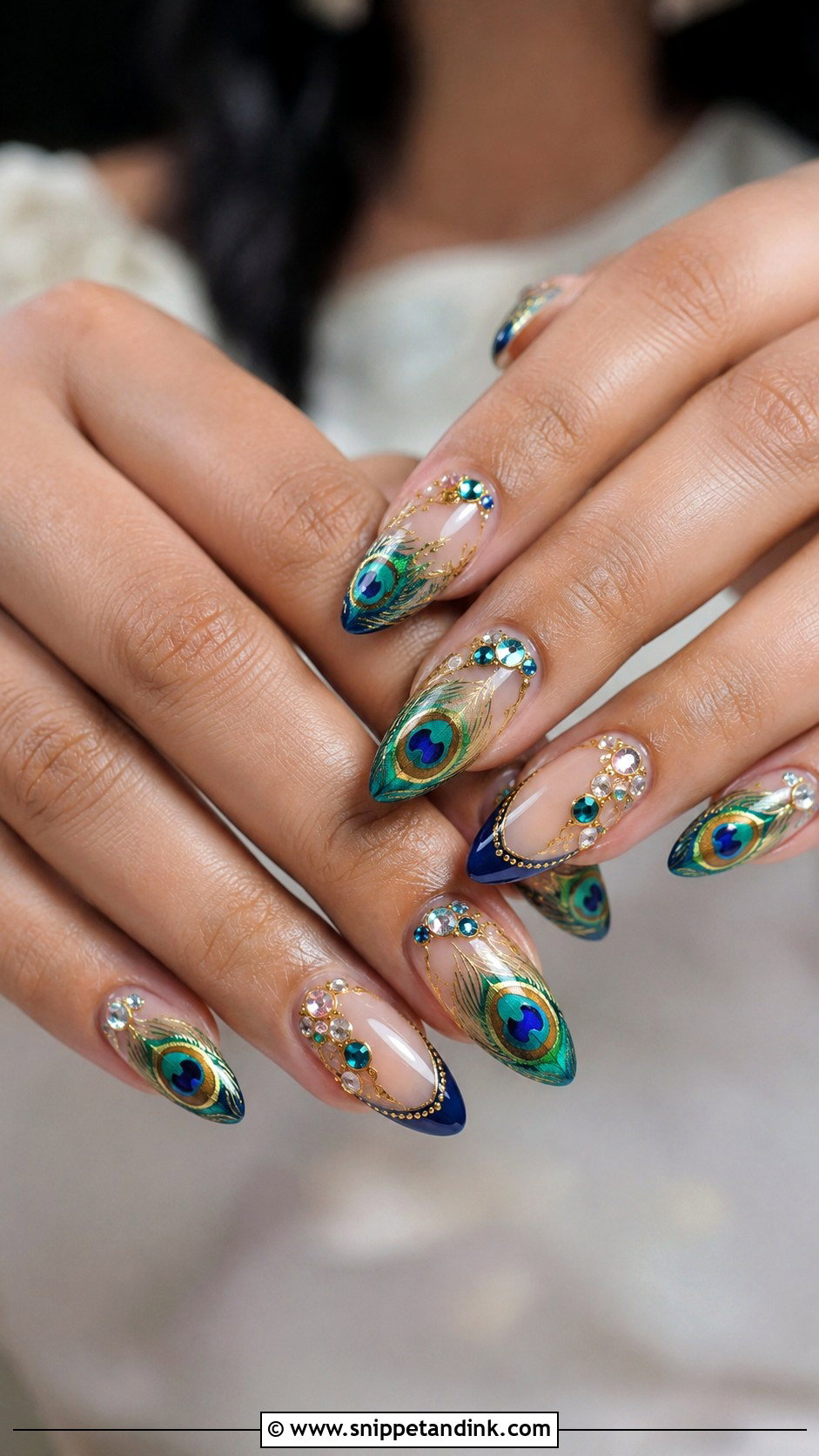 Bridal Nails With Peacock Art - Snippet and Ink - 30 Bridal Nail Art Indian Ideas