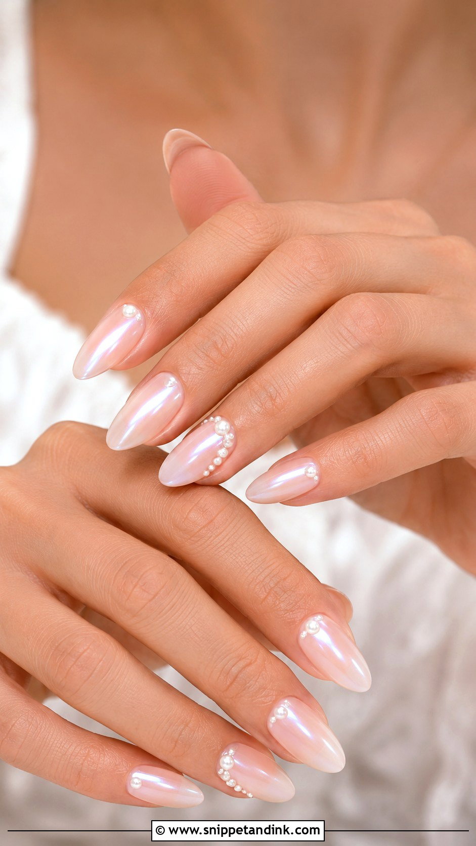 Bridal Nails With Pearl Chrome - Snippet and Ink - 20 Bridal Nails Art