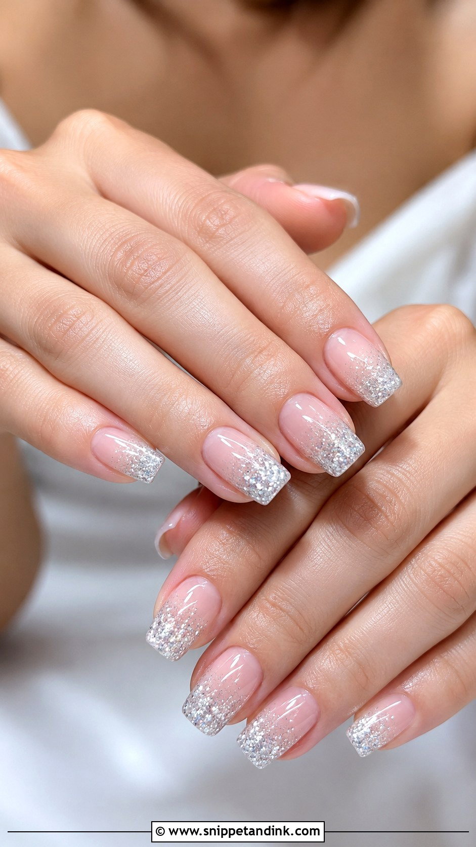 Bridal Nails With Silver Glitter - Snippet and Ink - 20 Bridal Nails Art