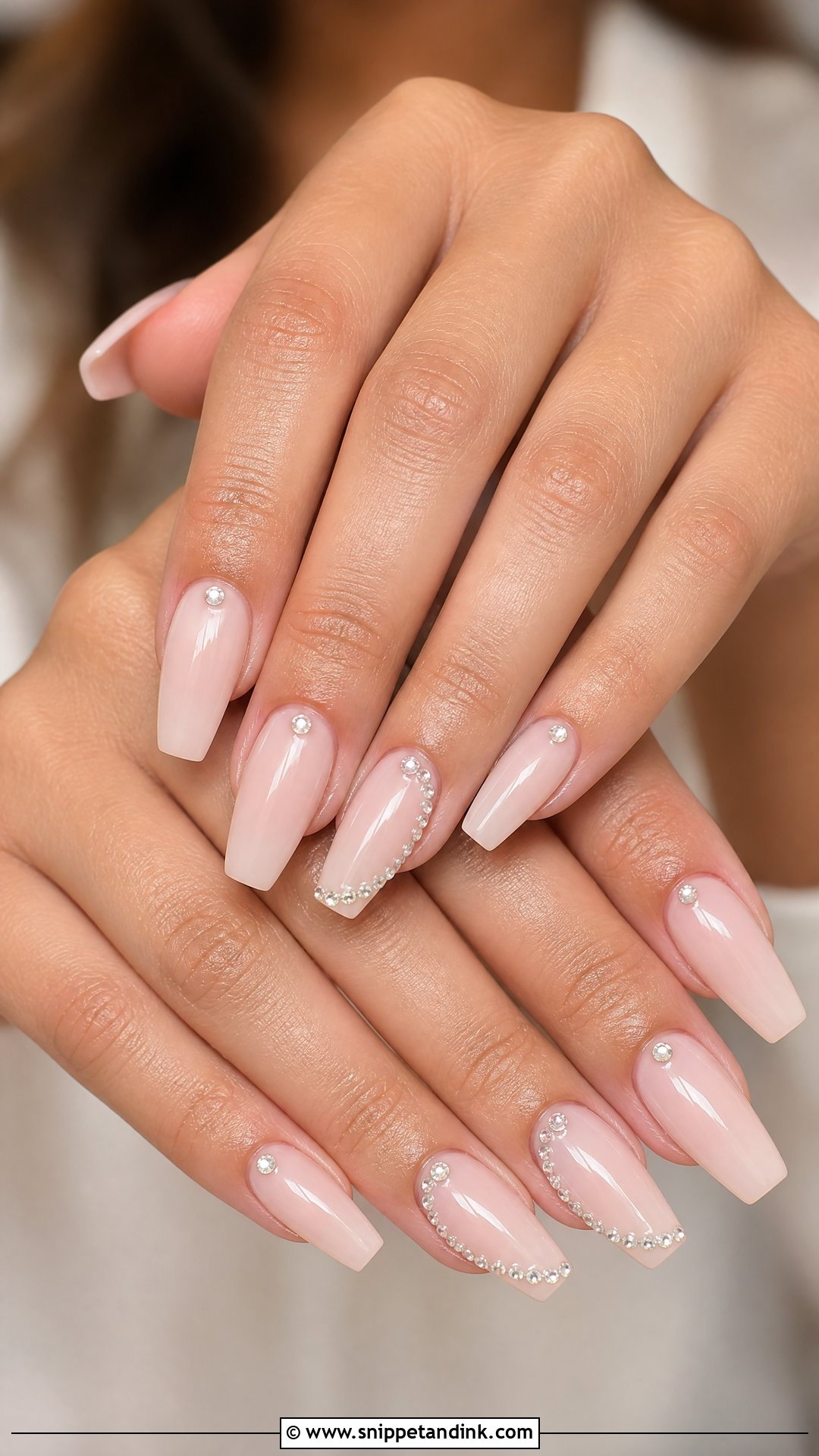 Bridal Nails With Subtle Rhinestones - Snippet and Ink - 25 Bridal Nail Art Designs