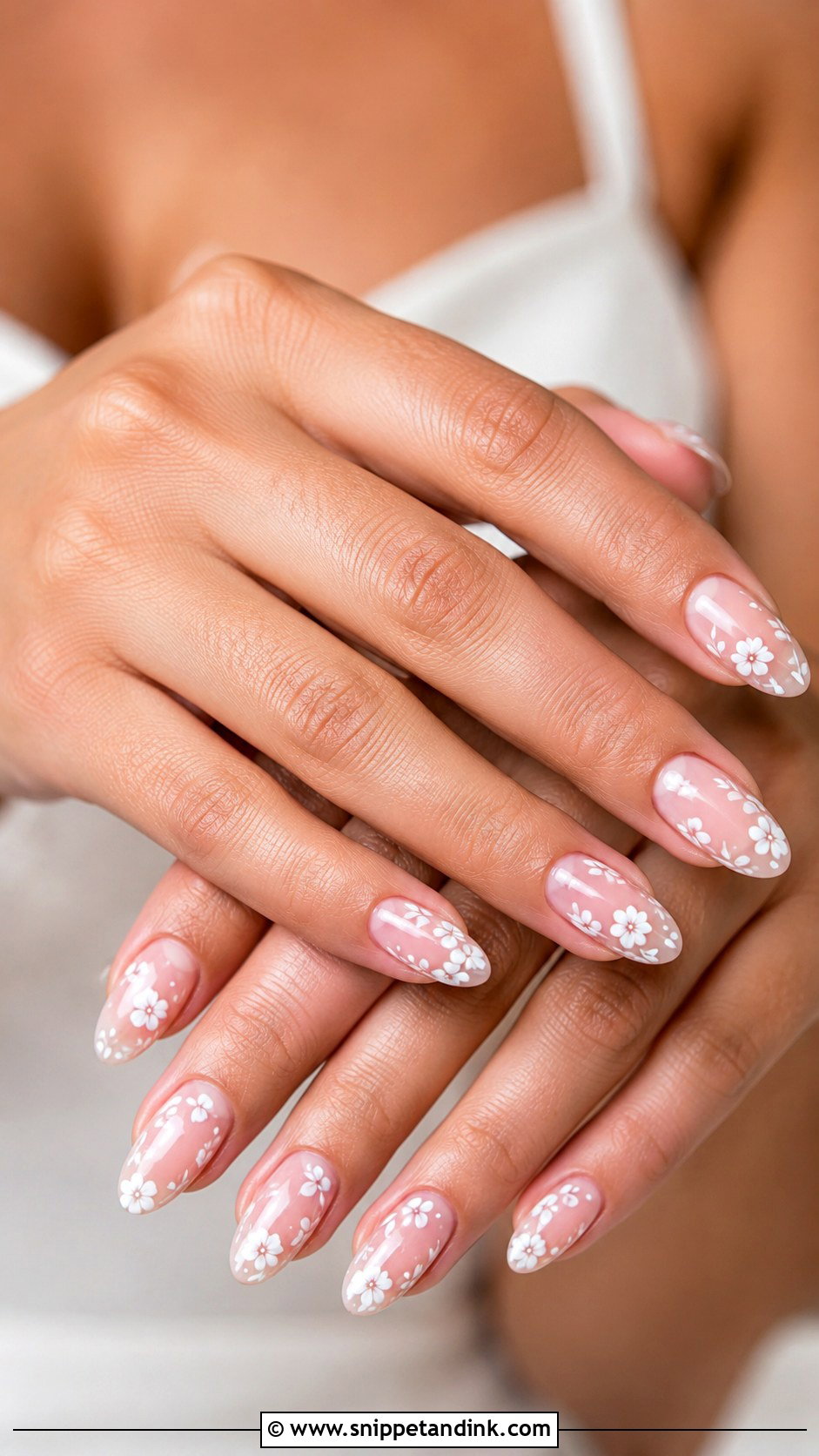 Bridal Nails With White Flowers - Snippet and Ink - 20 Bridal Nails Art