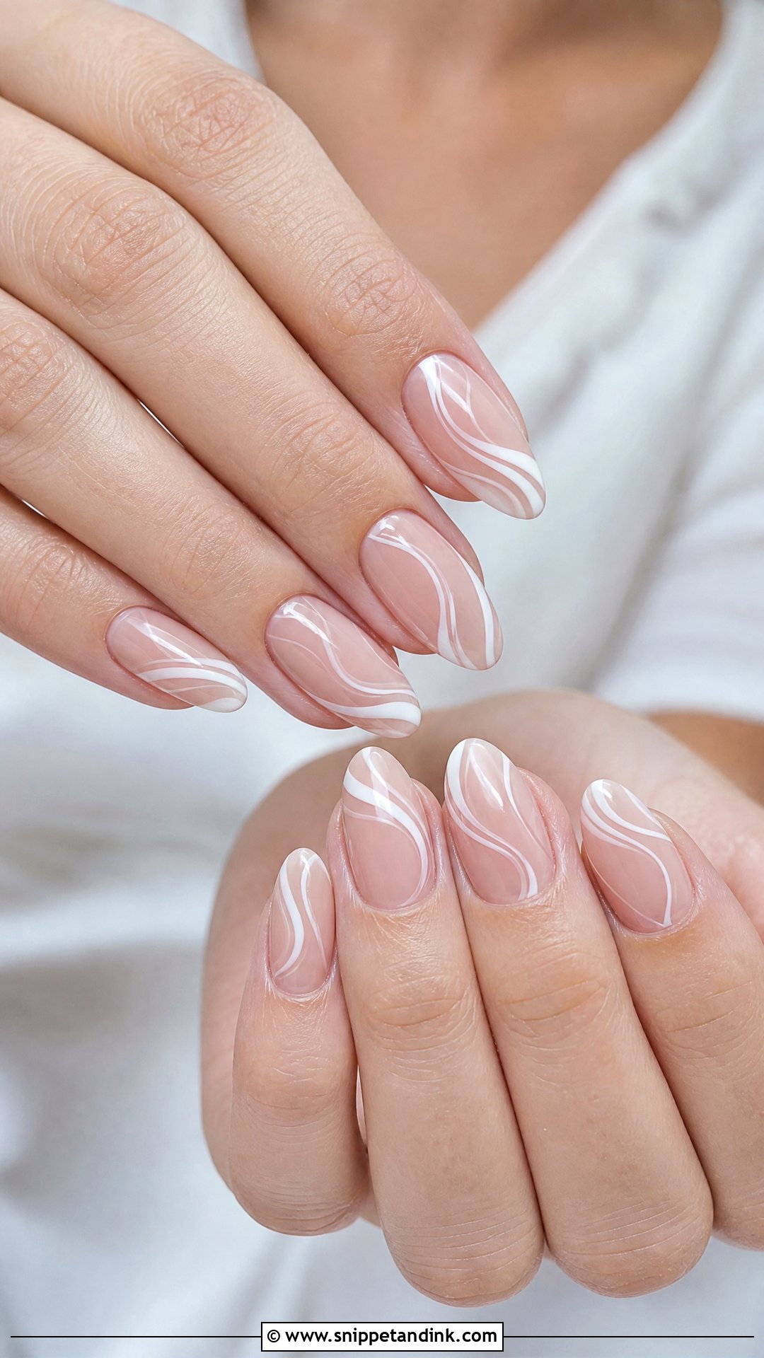 Bridal Nails With White Swirls - Snippet and Ink - 25 Bridal Nail Art Designs