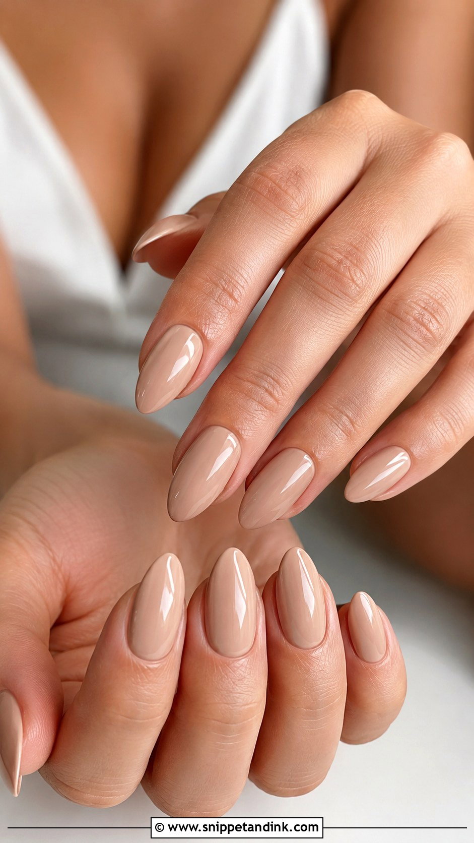 Bridal Nude Almond Nails - Snippet and Ink - 20 Bridal Nail Set Ideas