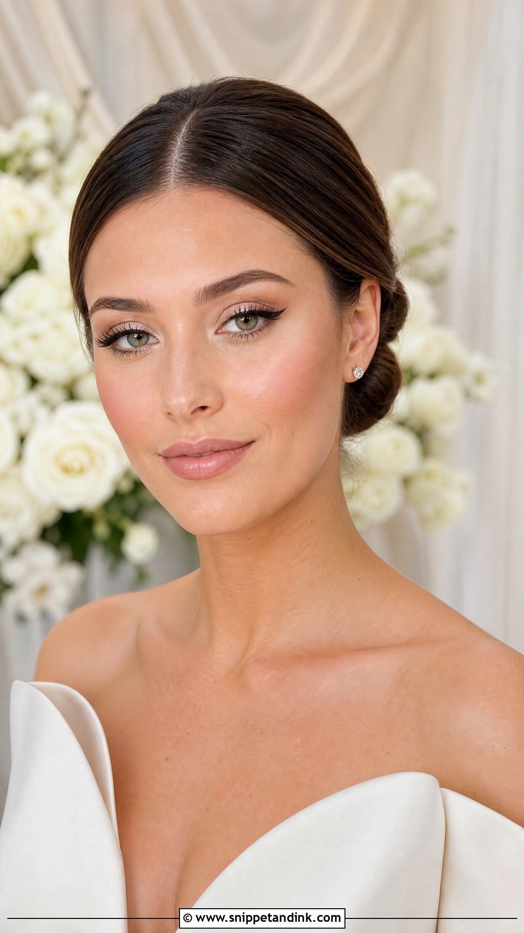 Bridal Nude Makeup With Winged Liner - Snippet and Ink - 20 Nude Makeup for Wedding Ideas