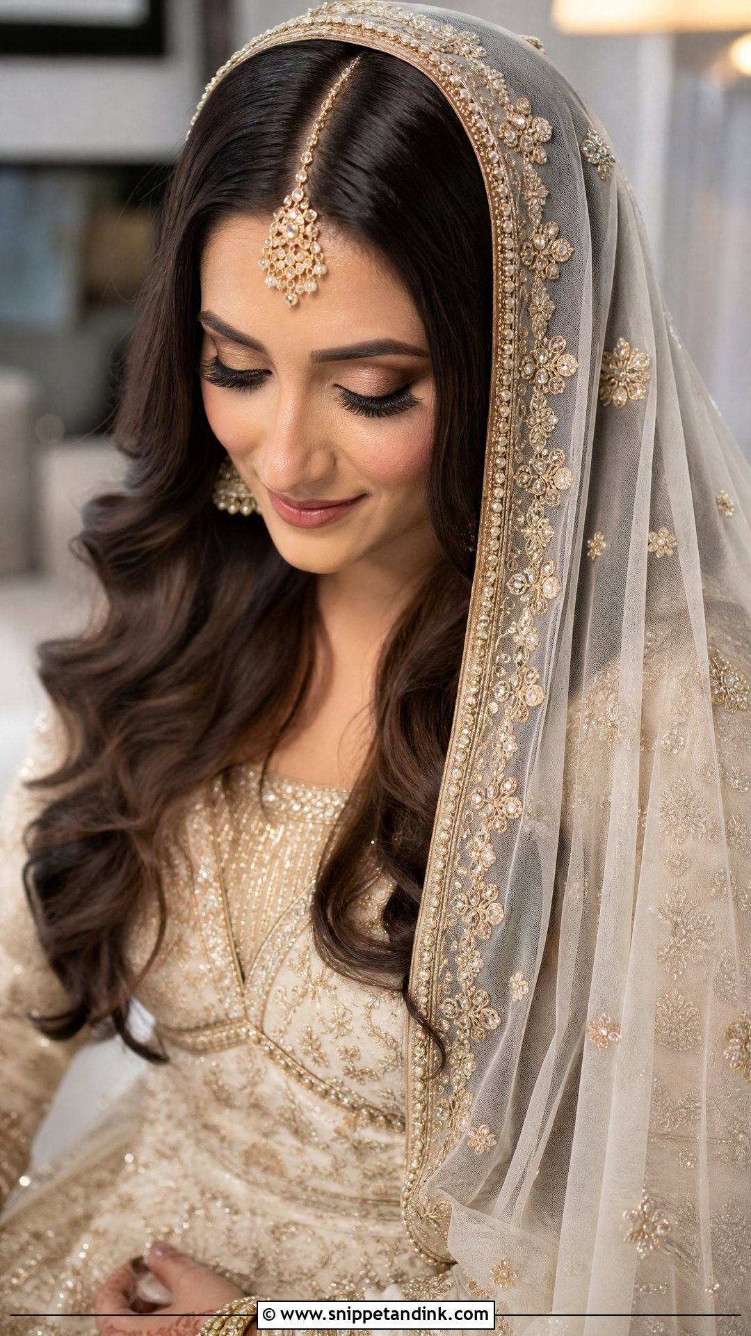 Bridal Open Hair With Dupatta - Snippet and Ink - 15 Bridal Traditional Hairstyle Ideas