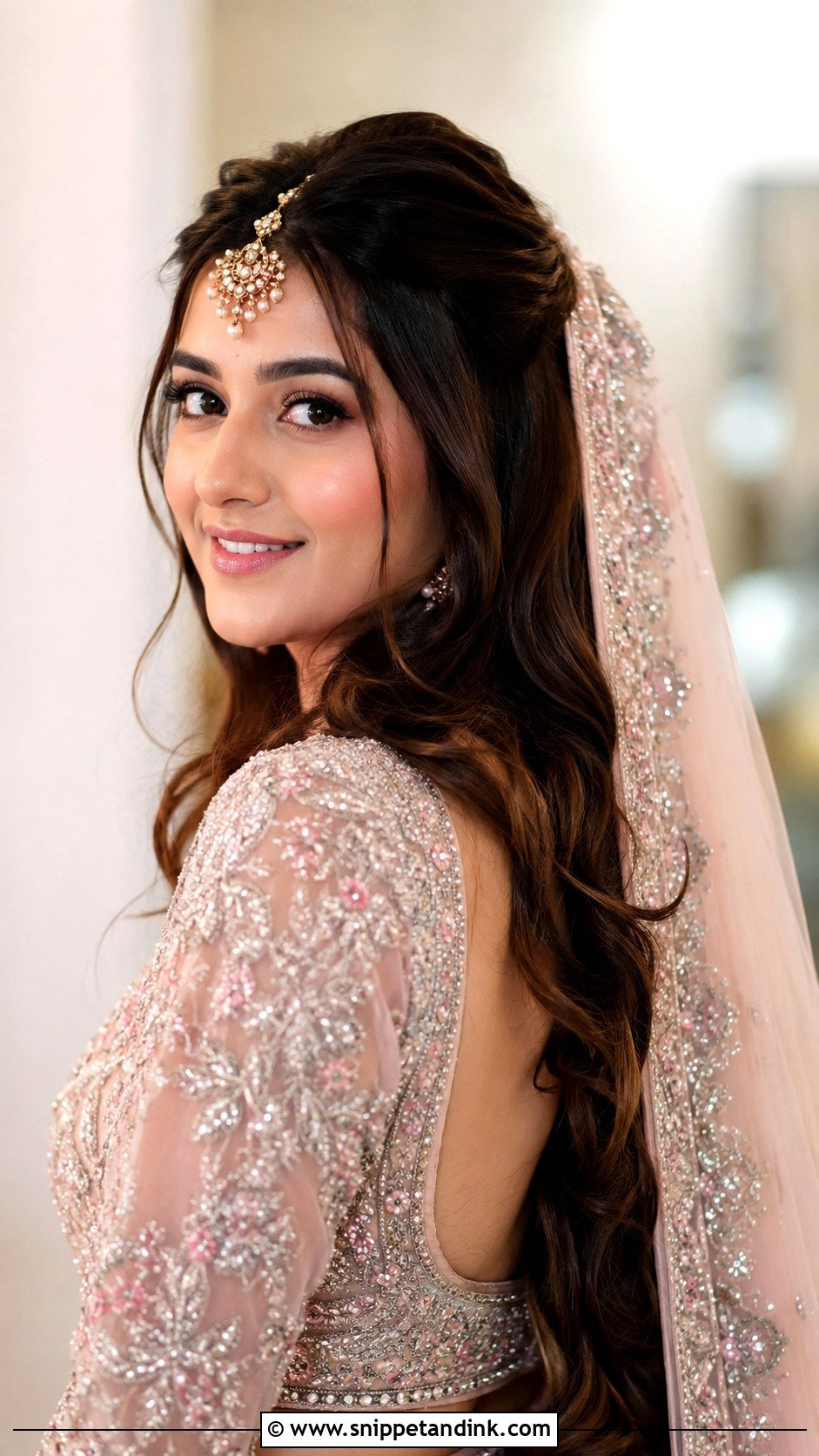 Bridal Open Hair With Maang Tikka - Snippet and Ink - 15 Open Hair for Bride Ideas
