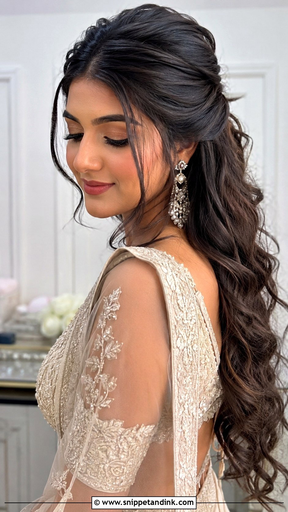 Bridal Open Hair With Soft Curls - Snippet and Ink - 15 Open Hair for Bride Ideas