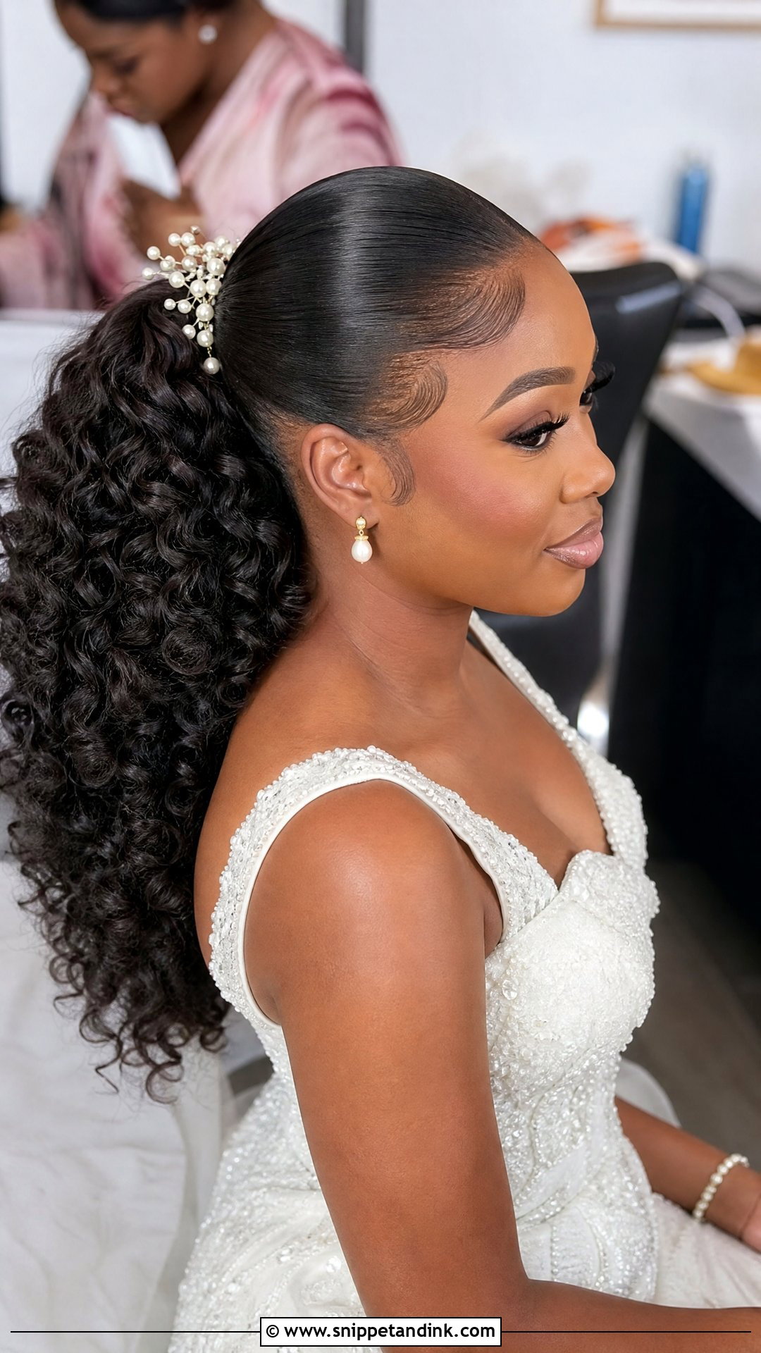 Bridal Packing Gel With Curly Ponytail - Snippet and Ink - 15 Bridal Packing Gel Hairstyle Ideas