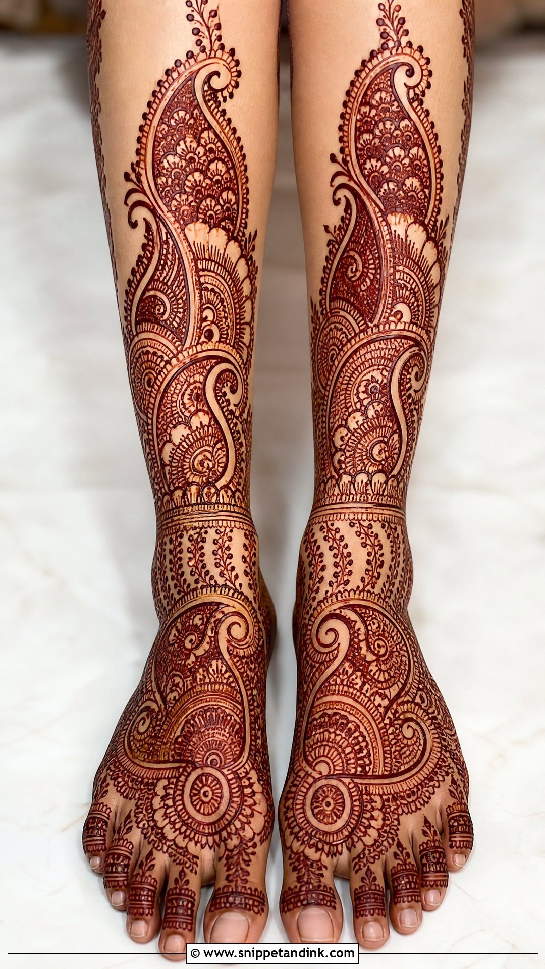 Bridal Paisley Leg Mehndi Design - Snippet and Ink - 30 Bridal Legs Mehndi Design Ideas