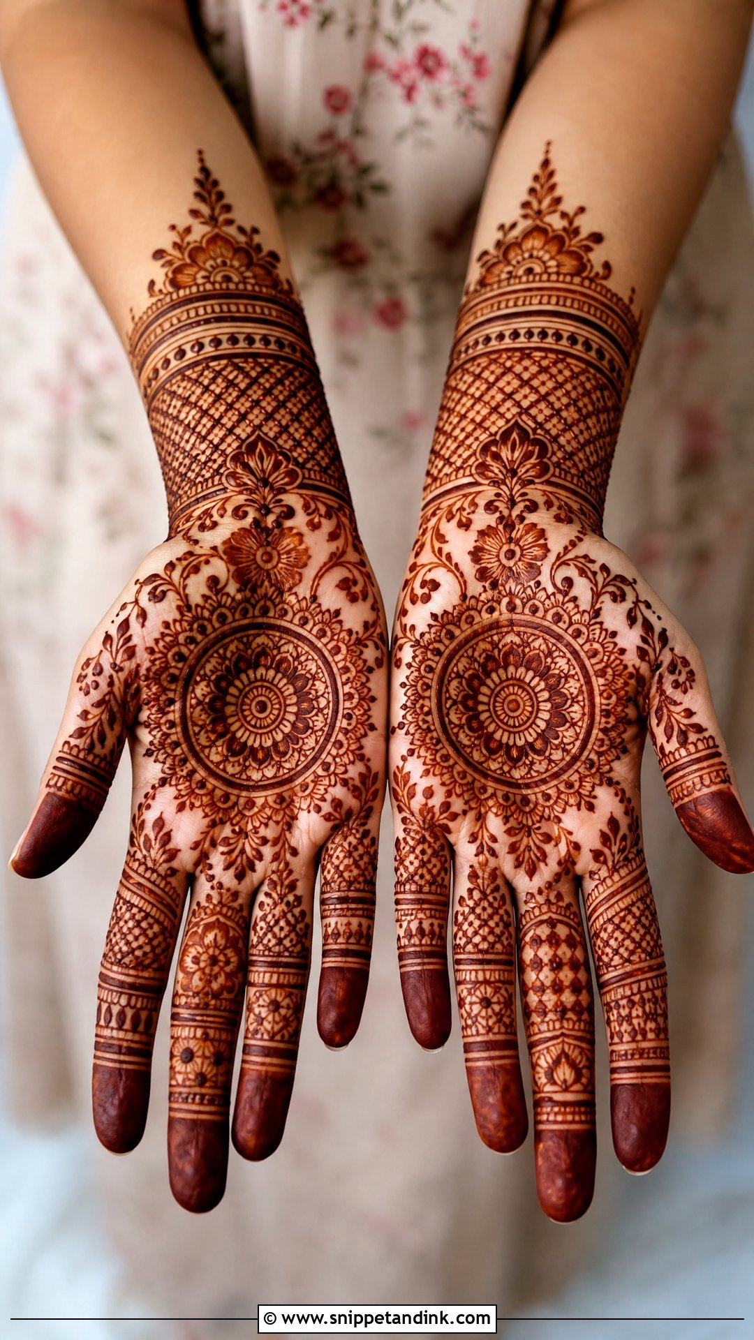 Bridal Palm Mehndi Design With Finger Detail - Snippet and Ink - 20 Bridal Palm Mehndi Design Ideas