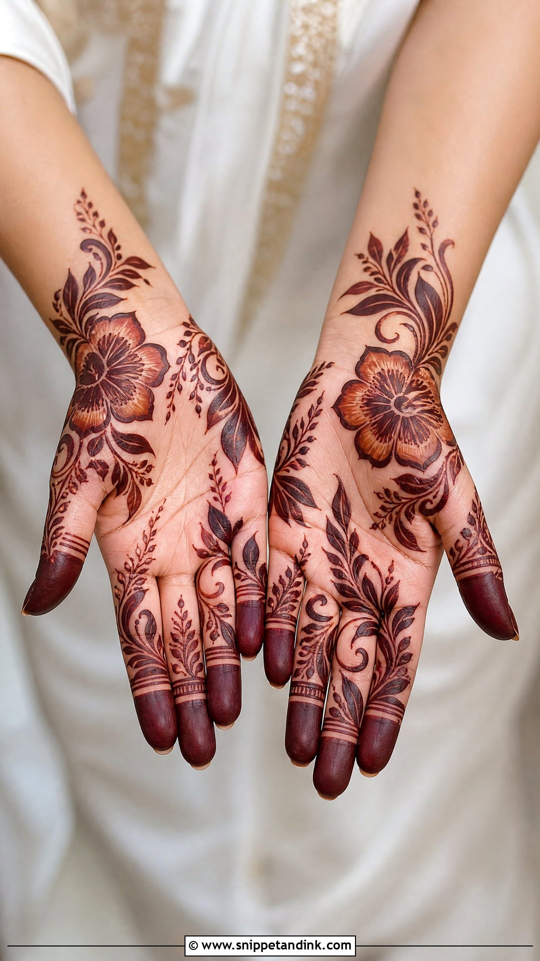 Bridal Palm Mehndi Design With Gulf Arabic Pattern - Snippet and Ink - 20 Bridal Palm Mehndi Design Ideas
