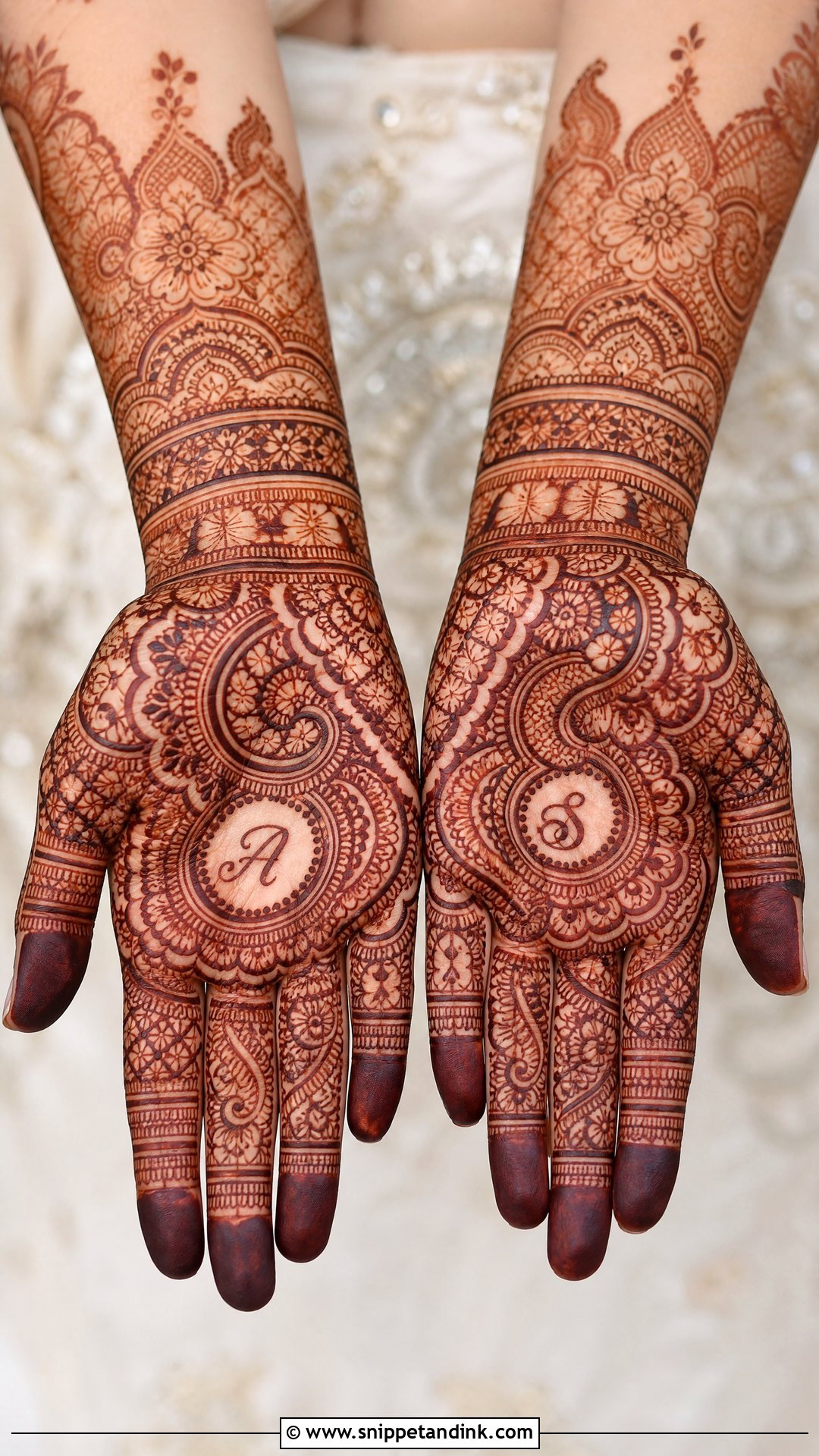 Bridal Palm Mehndi Design With Hidden Name - Snippet and Ink - 20 Bridal Palm Mehndi Design Ideas