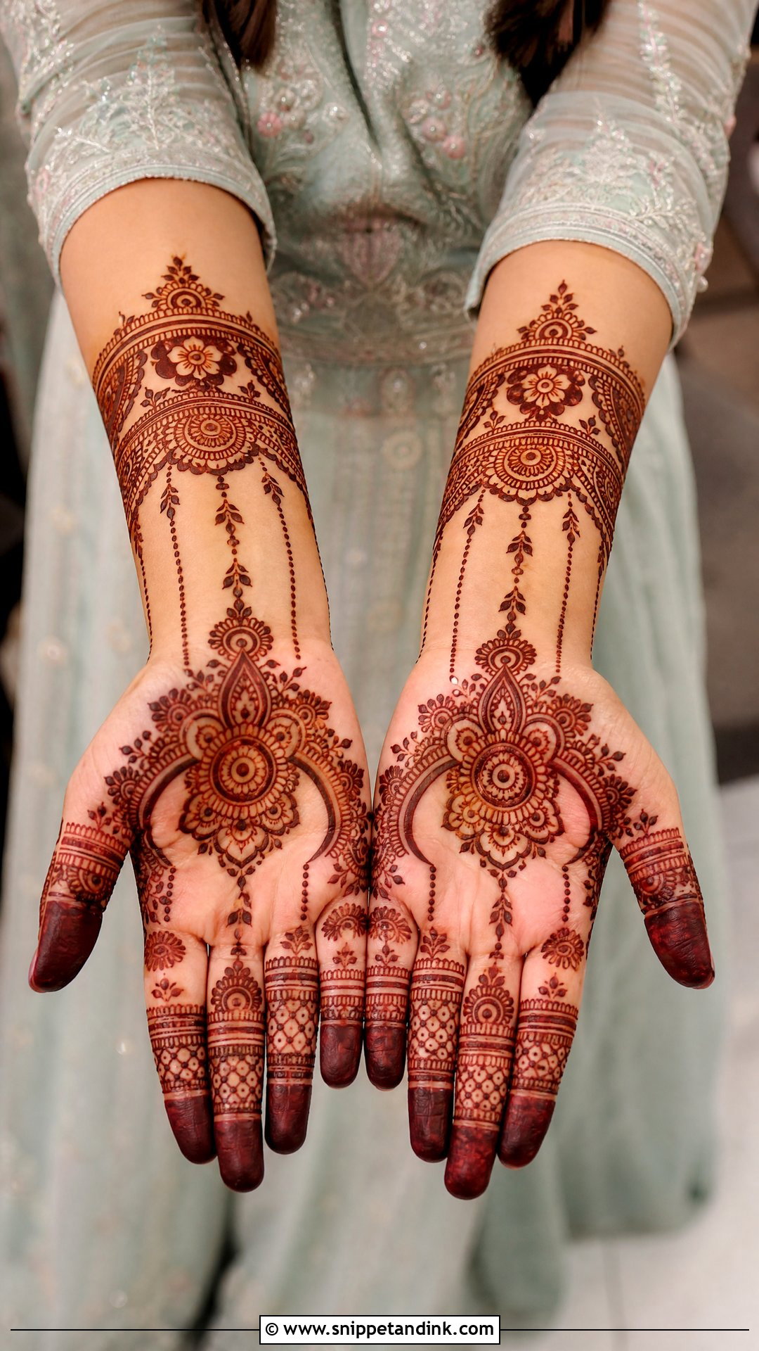 Bridal Palm Mehndi Design With Jewelry Pattern - Snippet and Ink - 20 Bridal Palm Mehndi Design Ideas