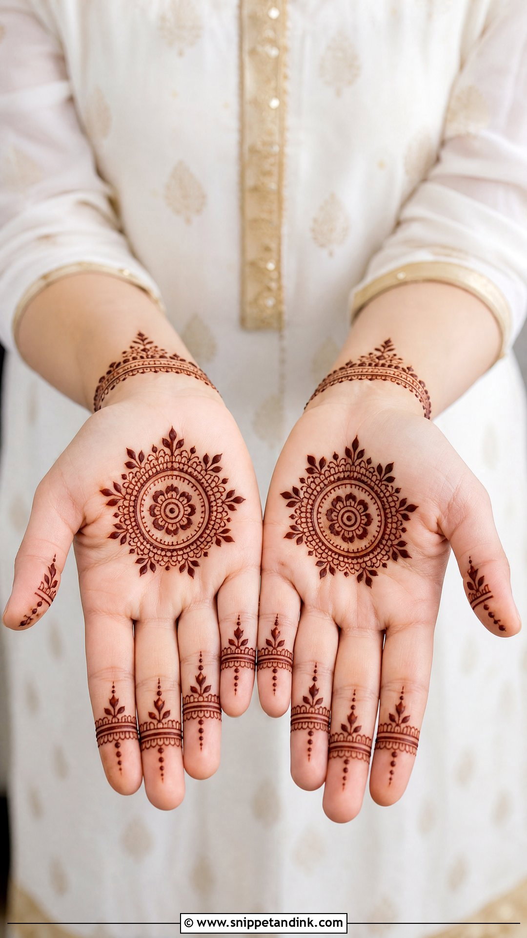 Bridal Palm Mehndi Design With Minimal Mandala - Snippet and Ink - 20 Bridal Palm Mehndi Design Ideas