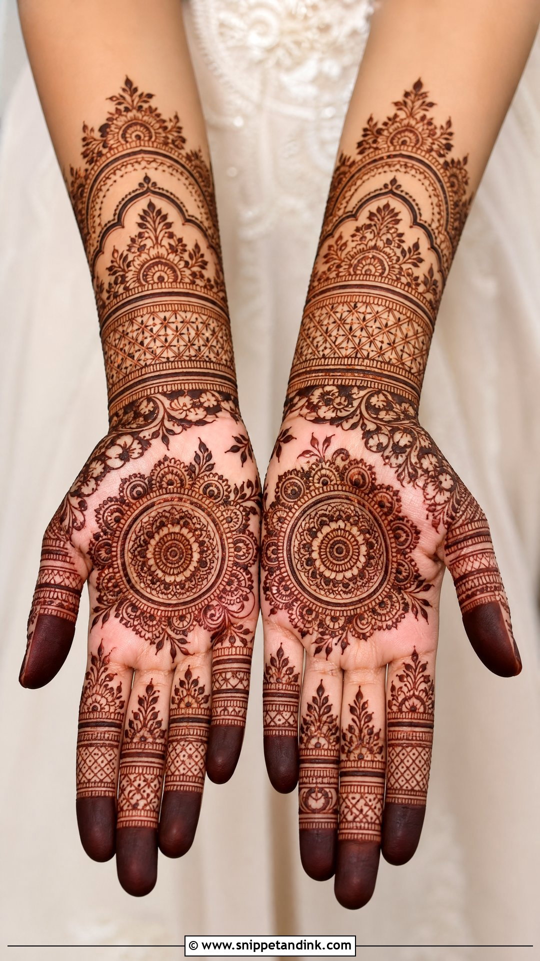 Bridal Palm Mehndi Design With Modern Fusion - Snippet and Ink - 20 Bridal Palm Mehndi Design Ideas