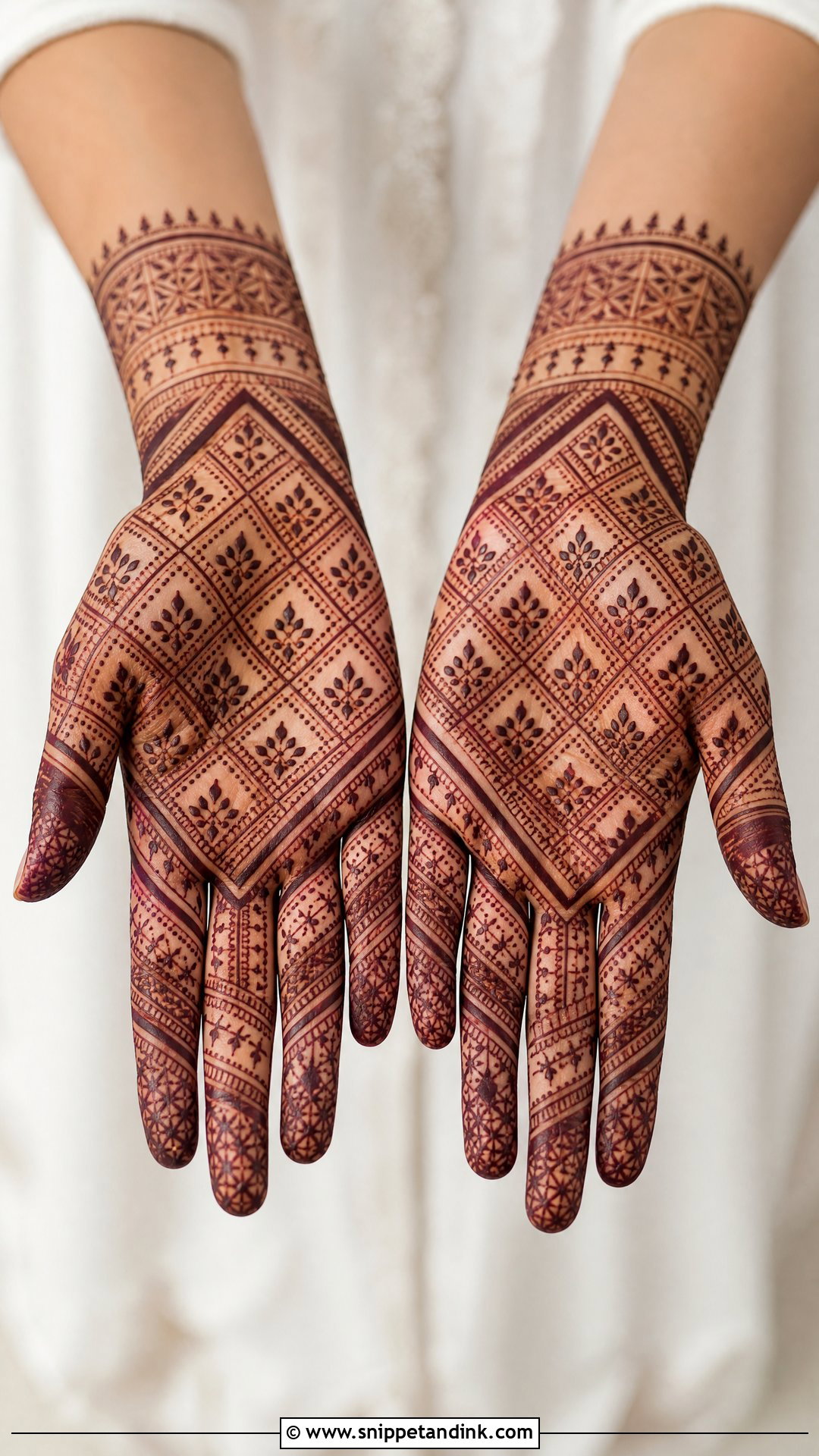 Bridal Palm Mehndi Design With Moroccan Pattern - Snippet and Ink - 20 Bridal Palm Mehndi Design Ideas