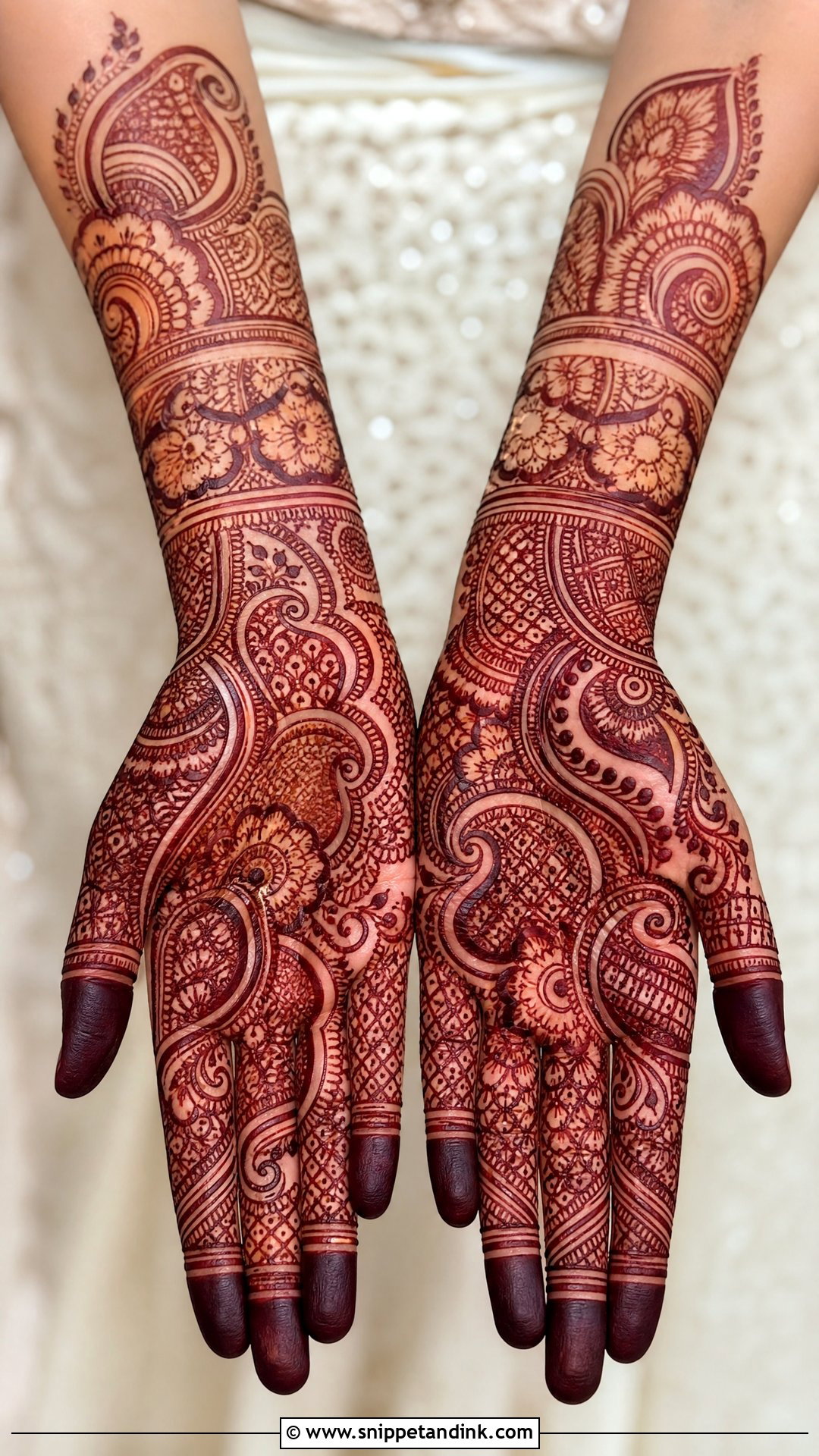 Bridal Palm Mehndi Design With Paisley - Snippet and Ink - 20 Bridal Palm Mehndi Design Ideas