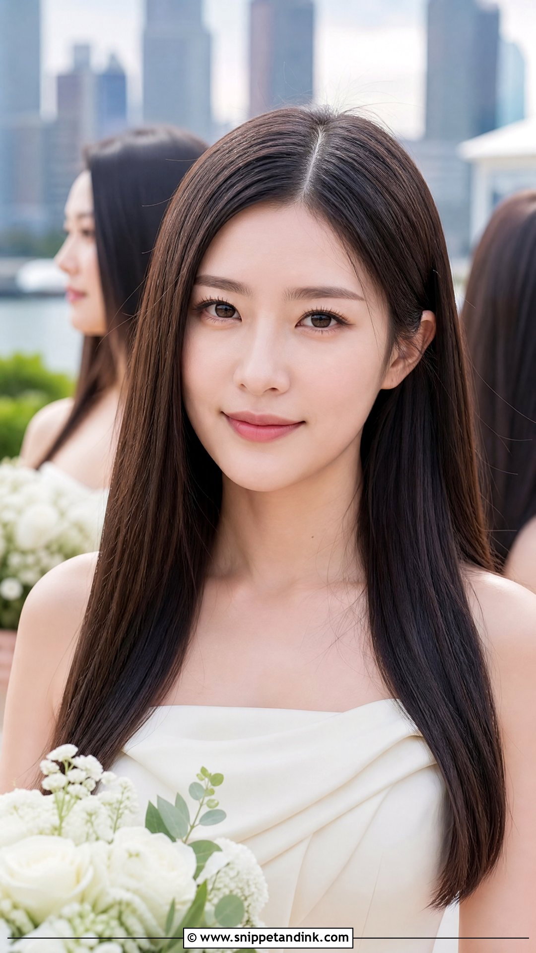 Bridal Party Sleek Straight Hair - Snippet and Ink - 15 Bridal Party Hair Down Ideas