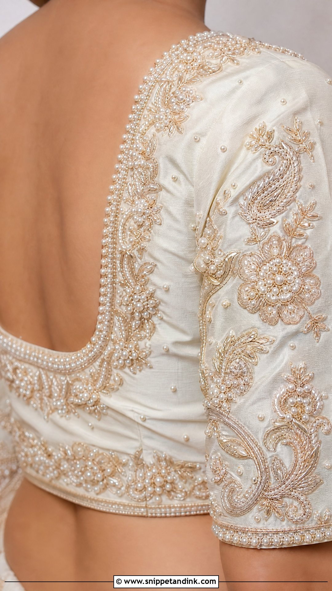 Bridal Pearl Aari Work Blouse - Snippet and Ink - 25 Bridal Aari Work Ideas