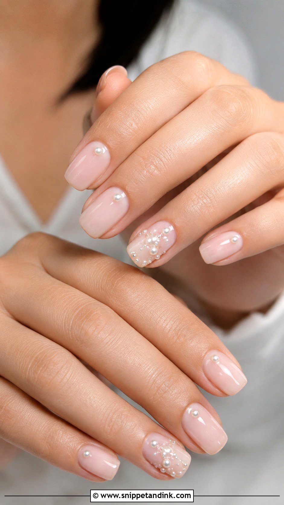 Bridal Pearl Accent Nails - Snippet and Ink - 20 Bridal Nail Set Ideas