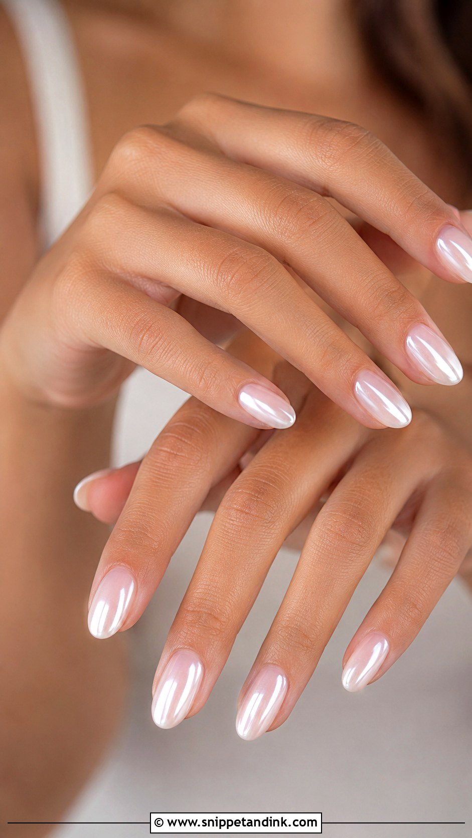 Bridal Pearl Chrome Nails - Snippet and Ink - 20 Bridal Nail Set Ideas