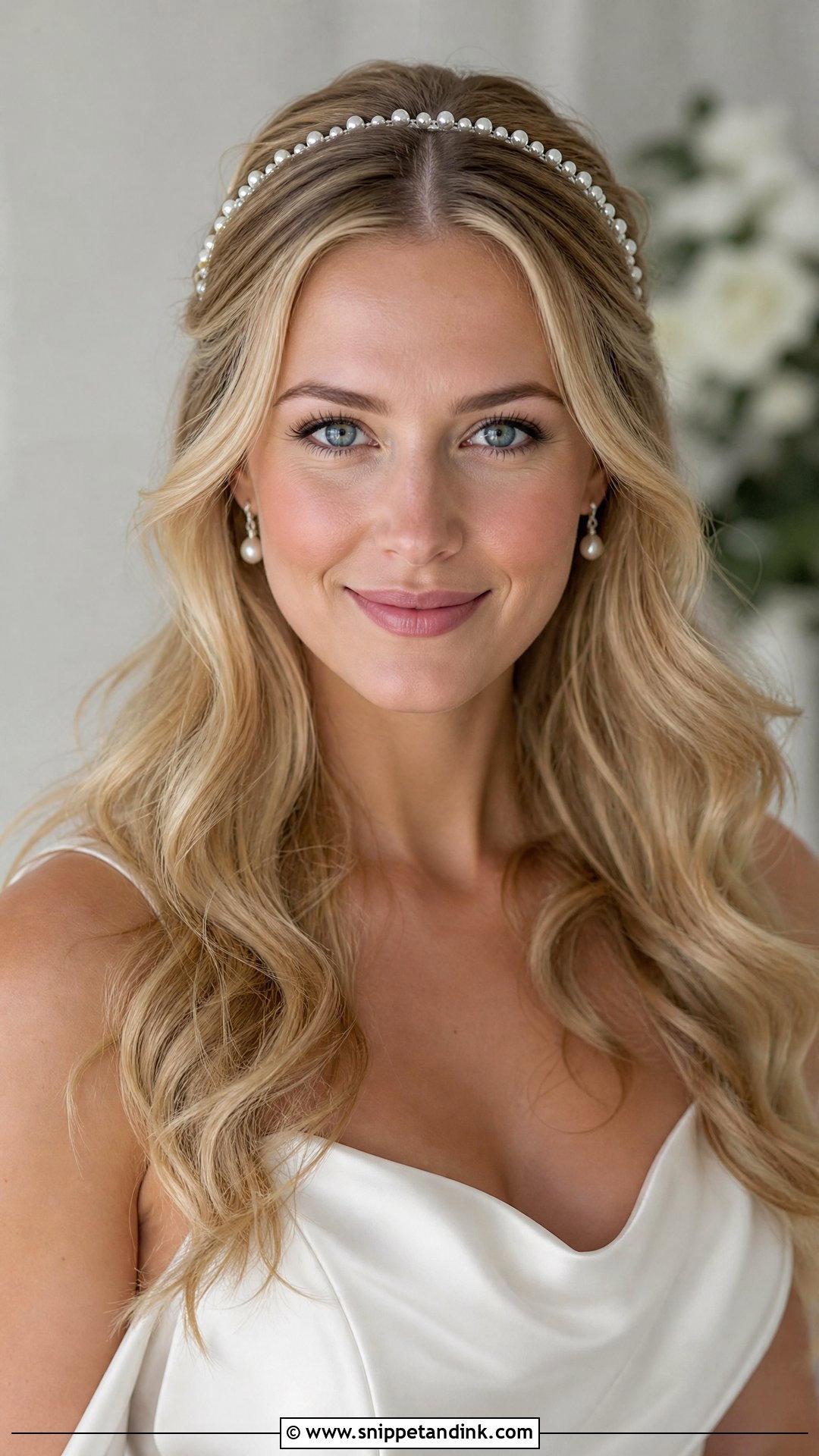 Bridal Pearl Headband With Hair Down - Snippet and Ink - 15 Bridal Headpieces Hair Down Ideas
