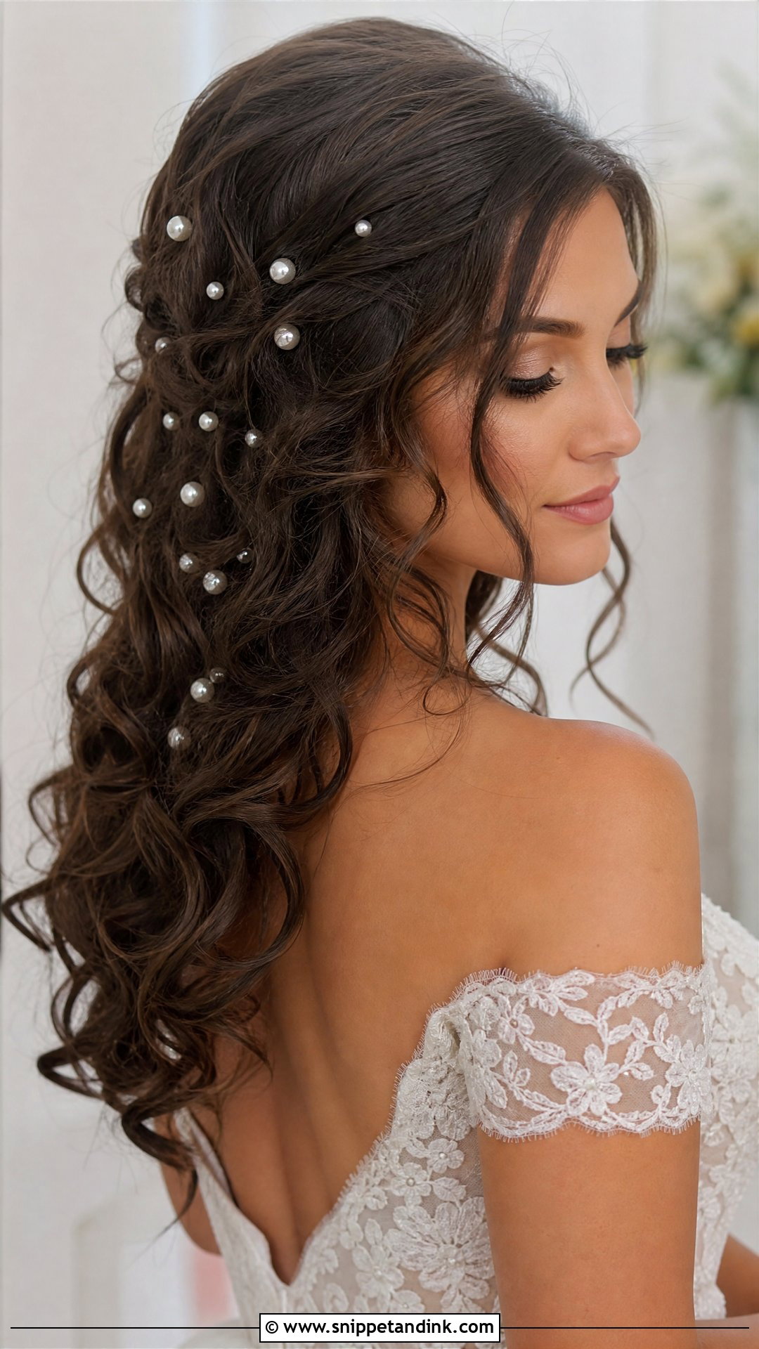 Bridal Pearl Pins With Hair Down - Snippet and Ink - 15 Bridal Headpieces Hair Down Ideas