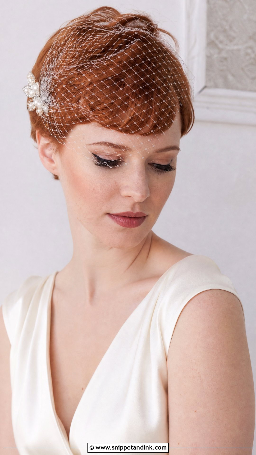 Bridal Pixie Cut With Birdcage Veil - Snippet and Ink - 15 Bridal Pixie Hairstyles