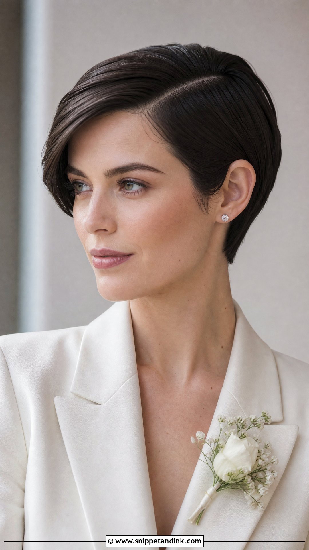 Bridal Pixie Cut With Deep Side Part - Snippet and Ink - 15 Bridal Pixie Hairstyles