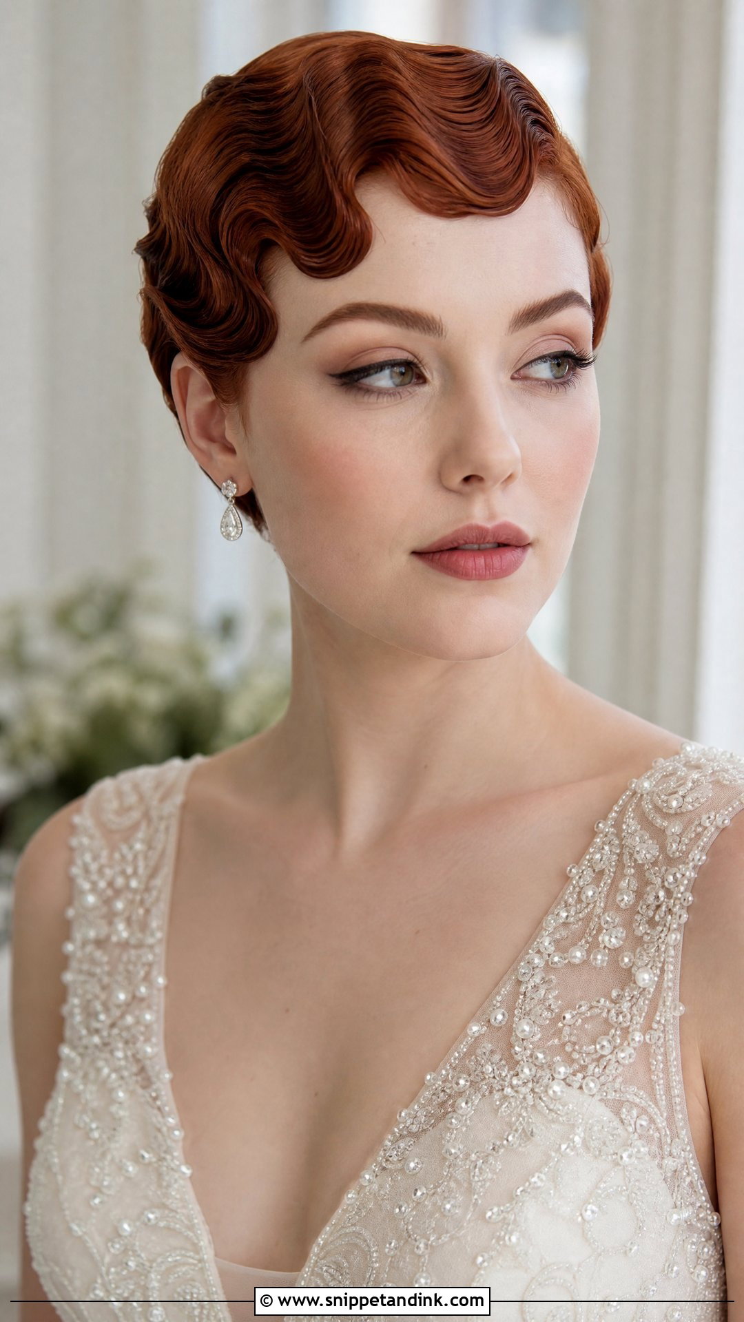 Bridal Pixie Cut With Finger Waves - Snippet and Ink - 15 Bridal Pixie Hairstyles