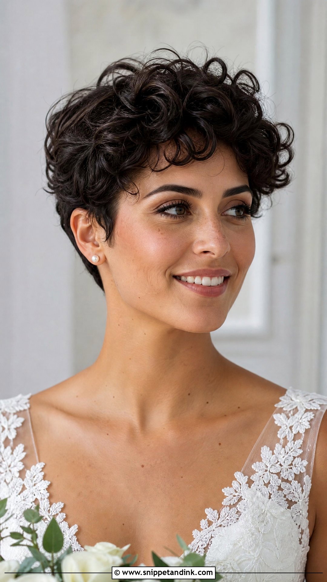 Bridal Pixie Cut With Soft Curls - Snippet and Ink - 15 Bridal Pixie Hairstyles