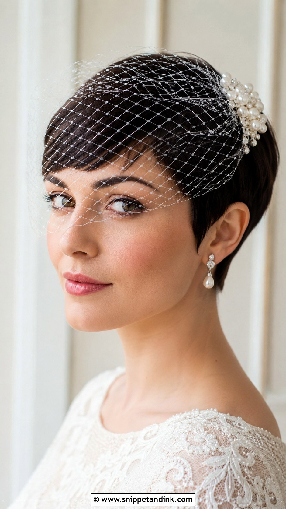 Bridal Pixie With Birdcage Veil - Snippet and Ink - 20 Bridal Pixie Ideas