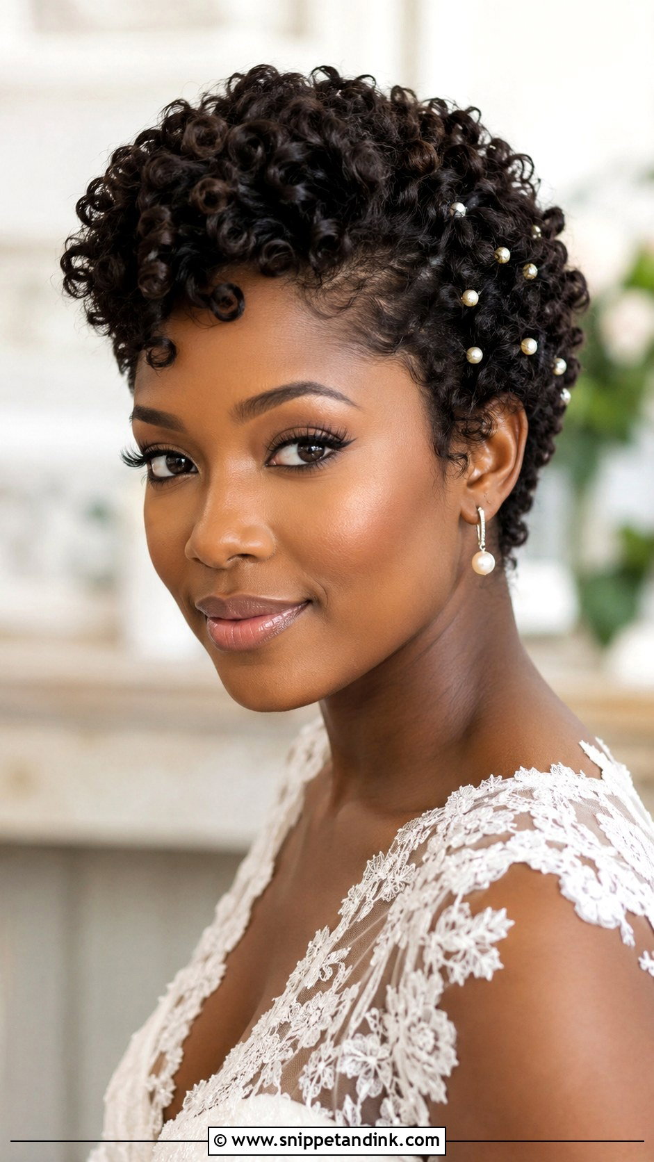 Bridal Pixie With Curly Texture - Snippet and Ink - 20 Bridal Pixie Ideas