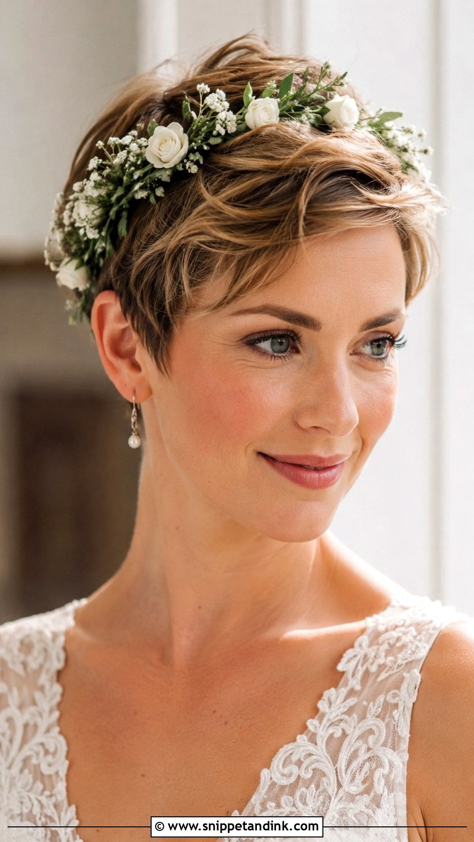 Bridal Pixie With Flower Crown - Snippet and Ink - 20 Bridal Pixie Ideas