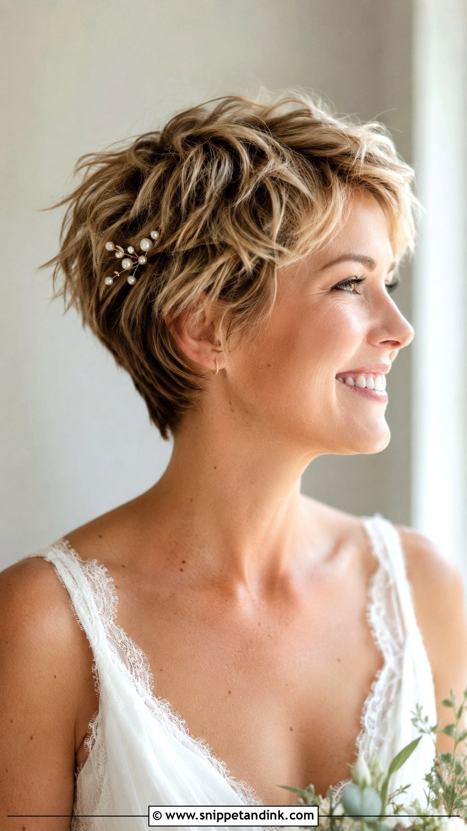 Bridal Pixie With Messy Texture - Snippet and Ink - 20 Bridal Pixie Ideas