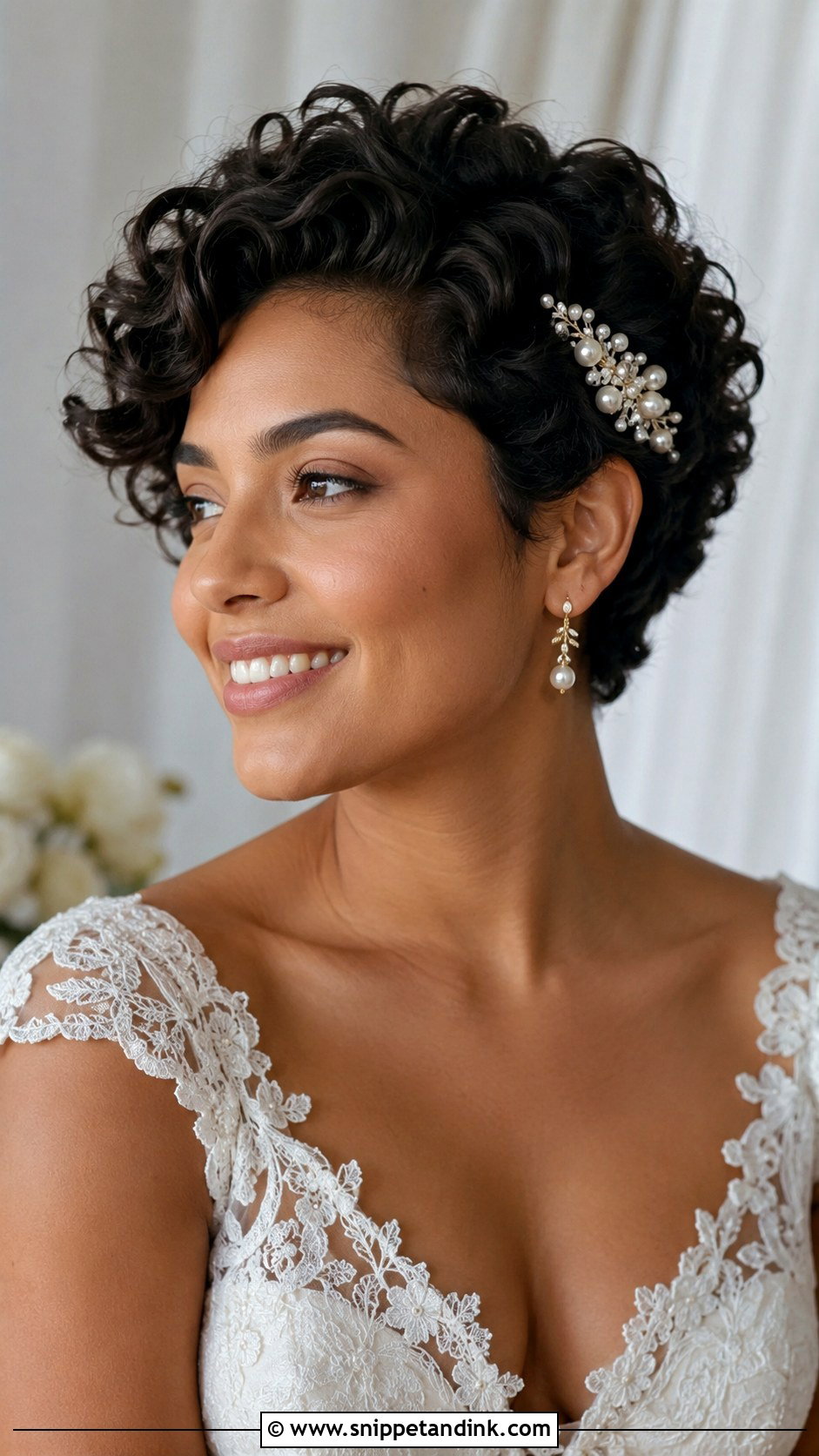 Bridal Pixie With Soft Curls - Snippet and Ink - 20 Bridal Pixie Ideas