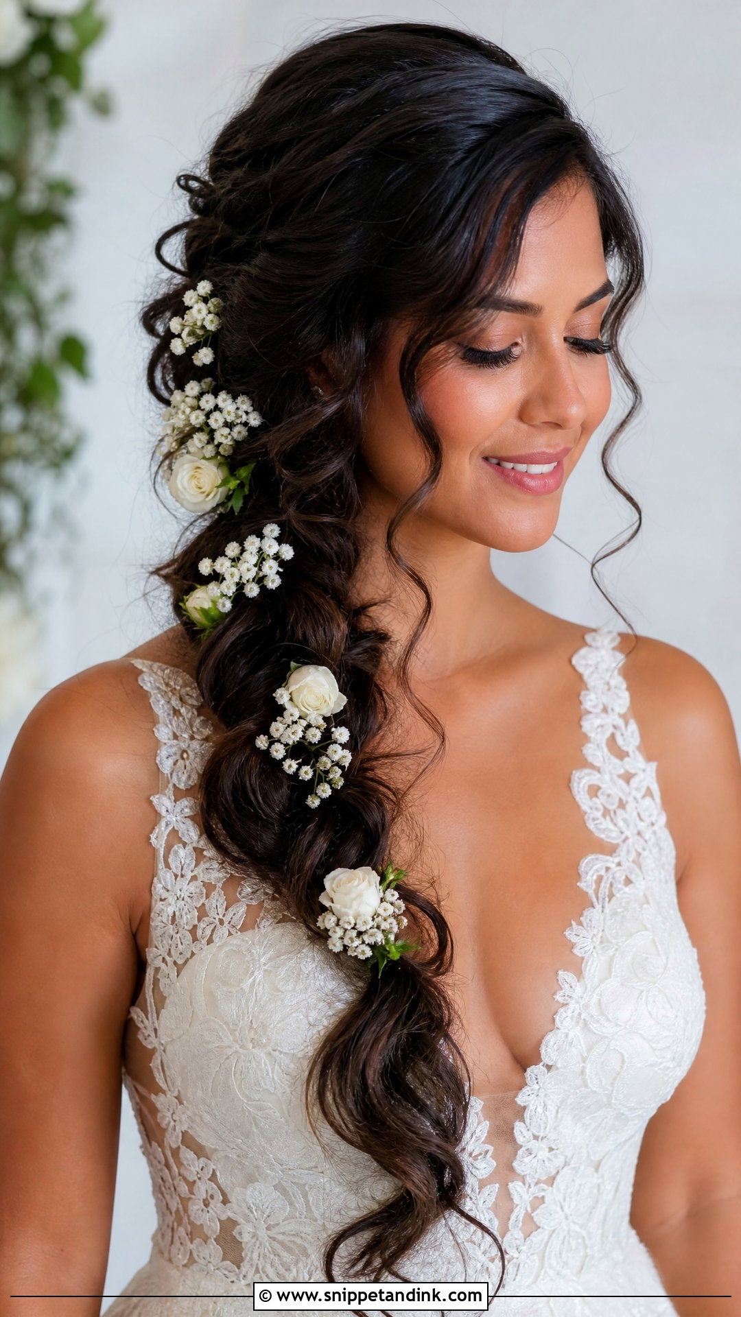 Bridal Plait With Flowers - Snippet and Ink - 15 Bridal Hair Plait Ideas