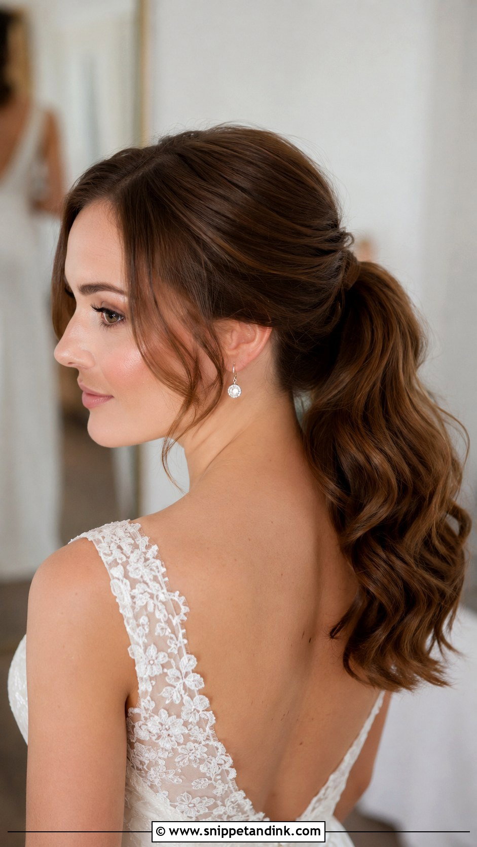 Bridal Ponytail For Medium Hair - Snippet and Ink - 20 Bridal Hair Pony Ideas