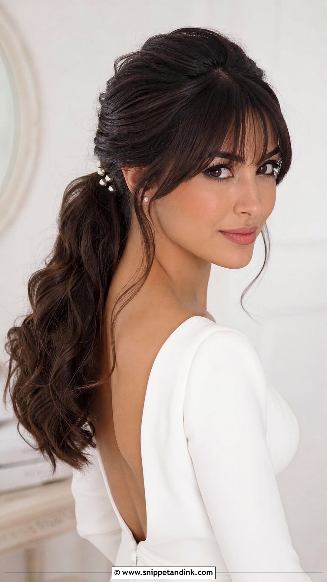 Bridal Ponytail With Bangs - Snippet and Ink - 15 Bride Hairstyles Bangs