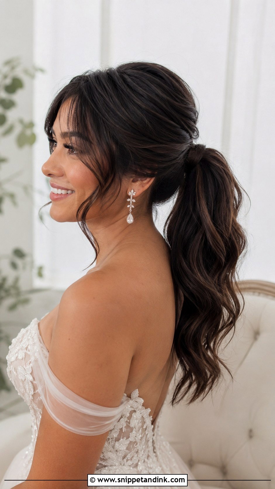 Bridal Ponytail With Face Framing Pieces - Snippet and Ink - 20 Bridal Hair Pony Ideas