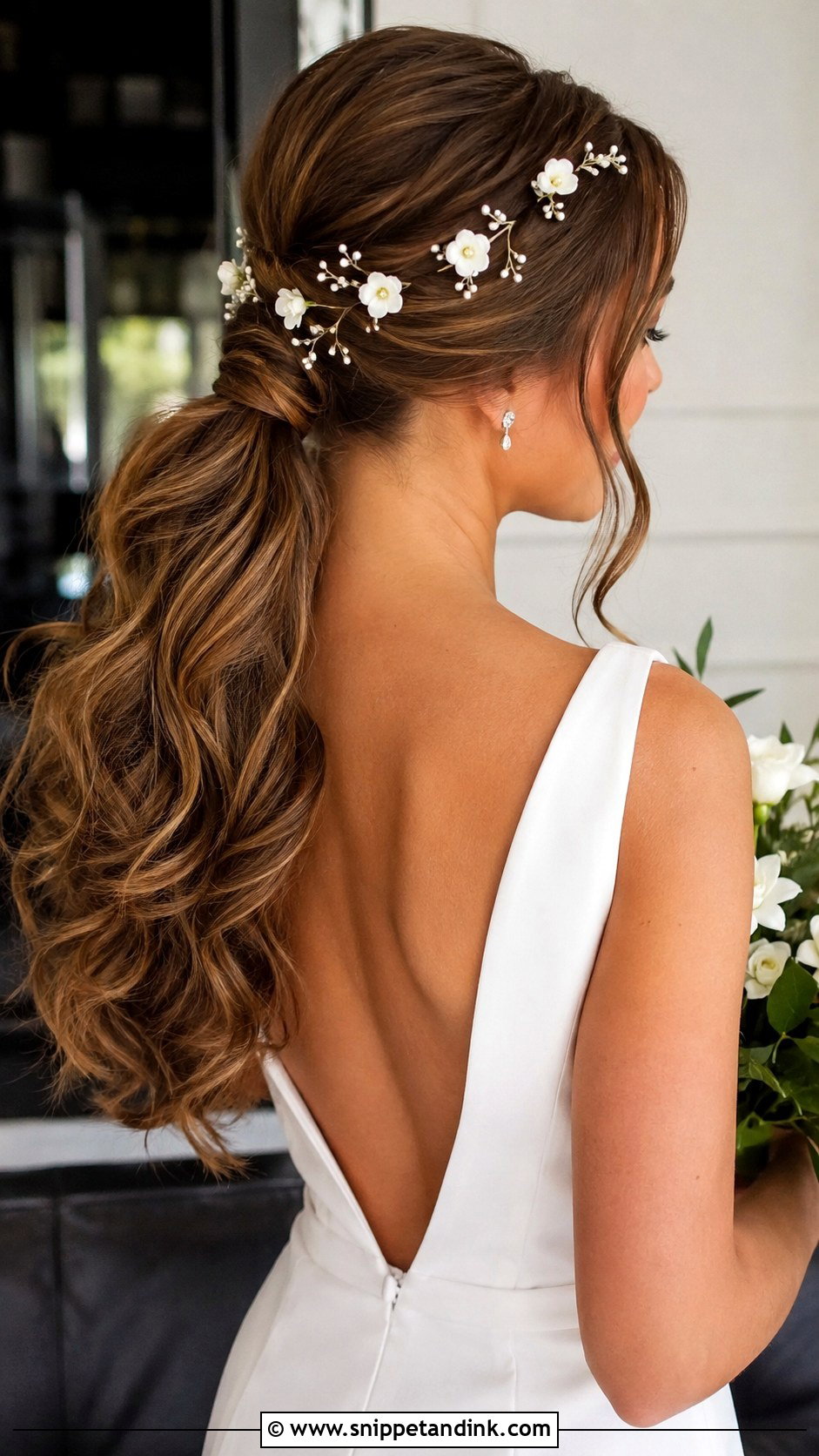 Bridal Ponytail With Flowers - Snippet and Ink - 20 Bridal Hairstyle with Flowers