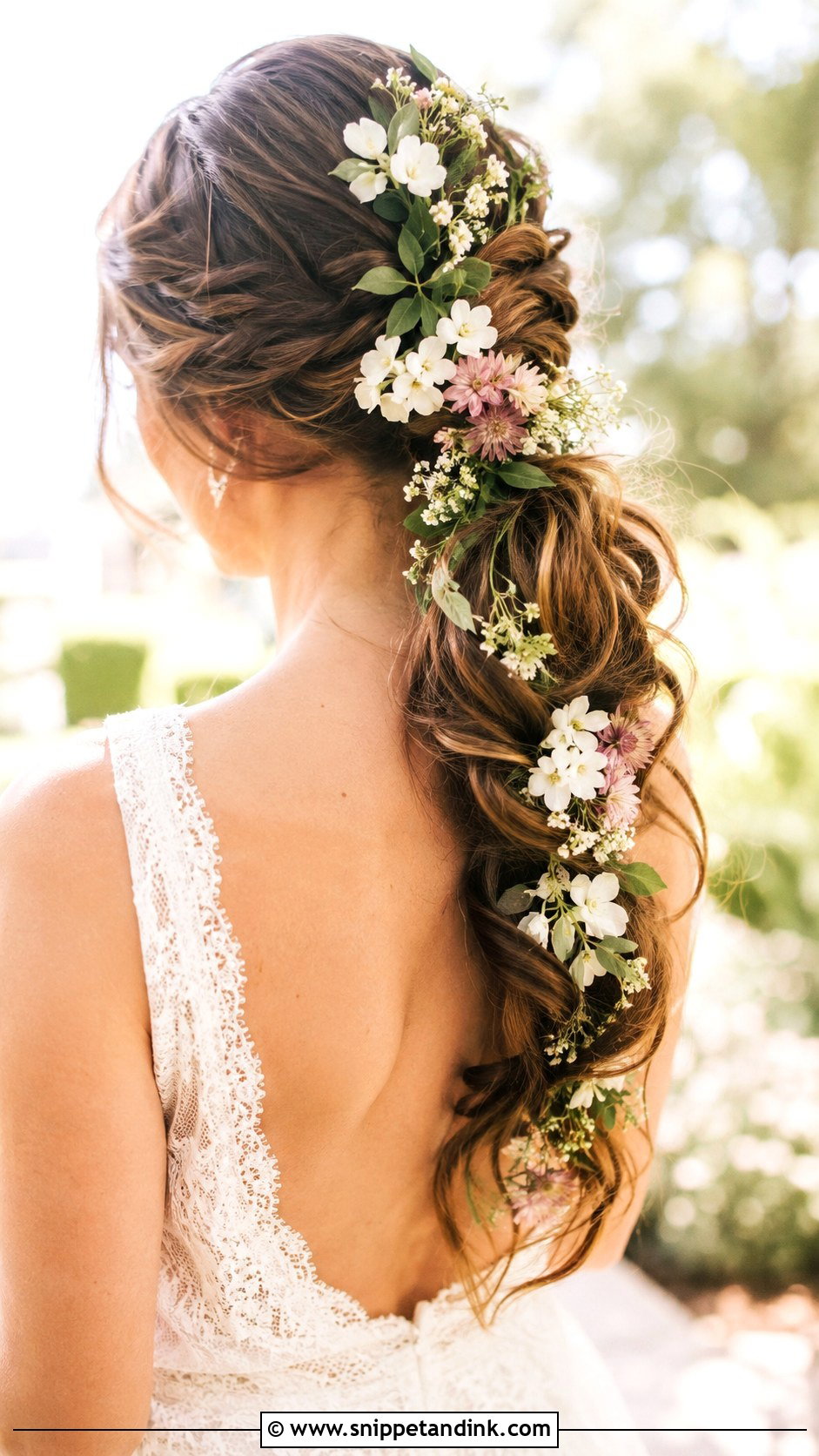 Bridal Ponytail With Flowers - Snippet and Ink - 30 Bridal Ponytail Ideas