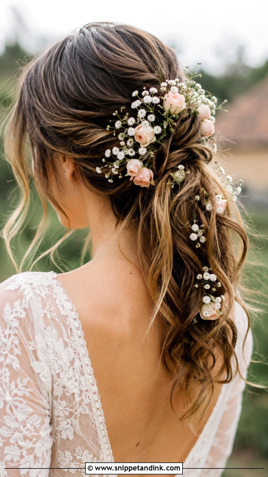 Bridal Ponytail With Flowers - Snippet and Ink - 25 Bridal Hair Ponytail Ideas