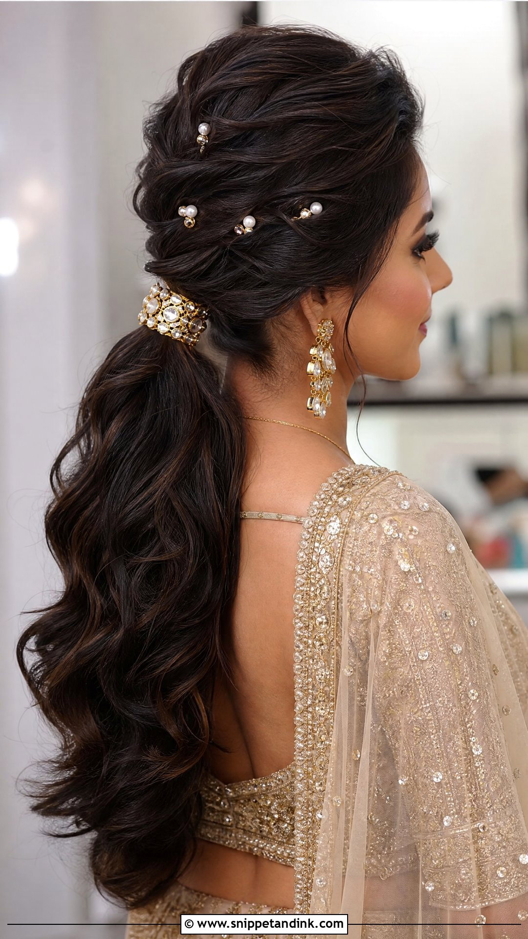 Bridal Ponytail With Hair Accessories - Snippet and Ink - 15 Hair Accessories Indian Wedding Ideas