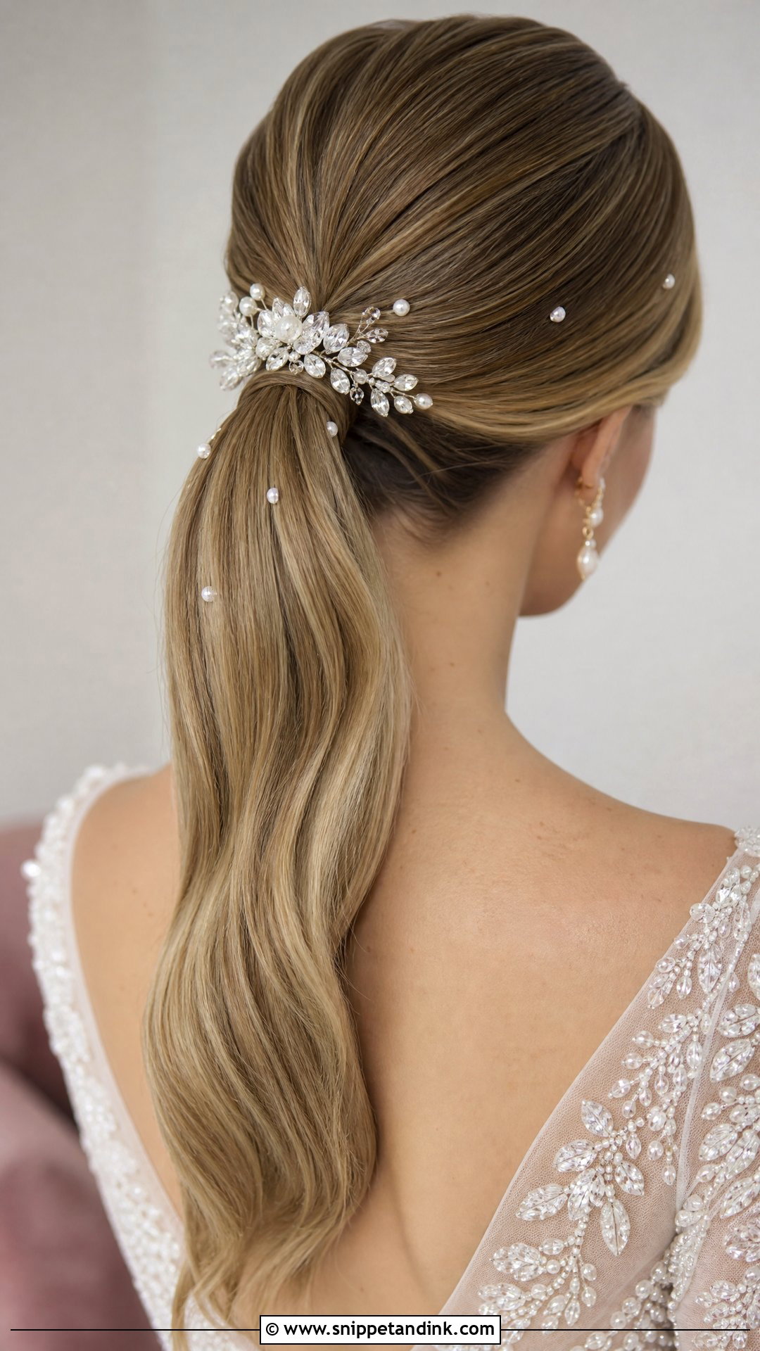 Bridal Ponytail With Hair Accessory - Snippet and Ink - 20 Party Pony Wedding Hairstyle Ideas
