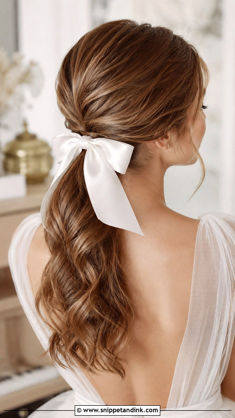 Bridal Ponytail With Hair Bow - Snippet and Ink - 30 Bridal Ponytail Ideas
