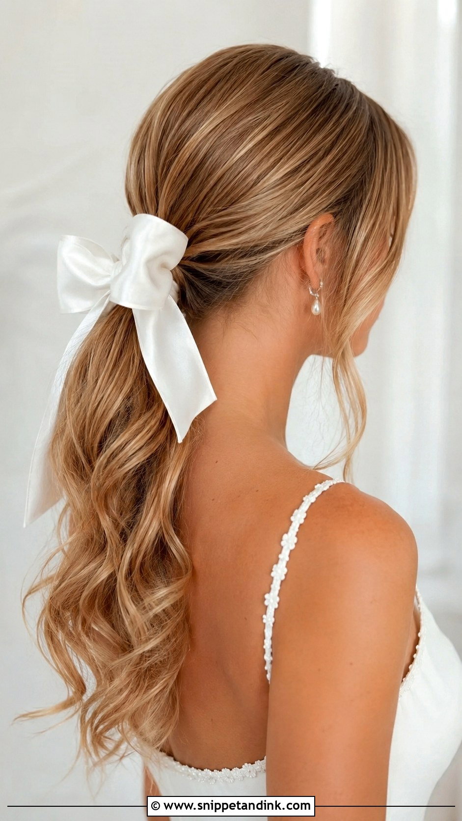 Bridal Ponytail With Hair Bow - Snippet and Ink - 20 Bridal Hair Pony Ideas