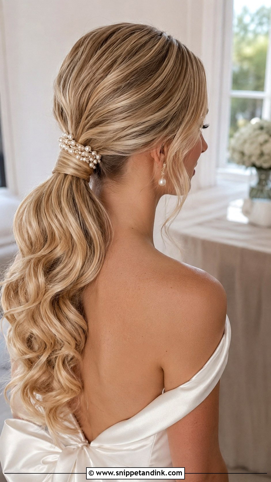 Bridal Ponytail With Pearl Pins - Snippet and Ink - 20 Bridal Hair Pony Ideas