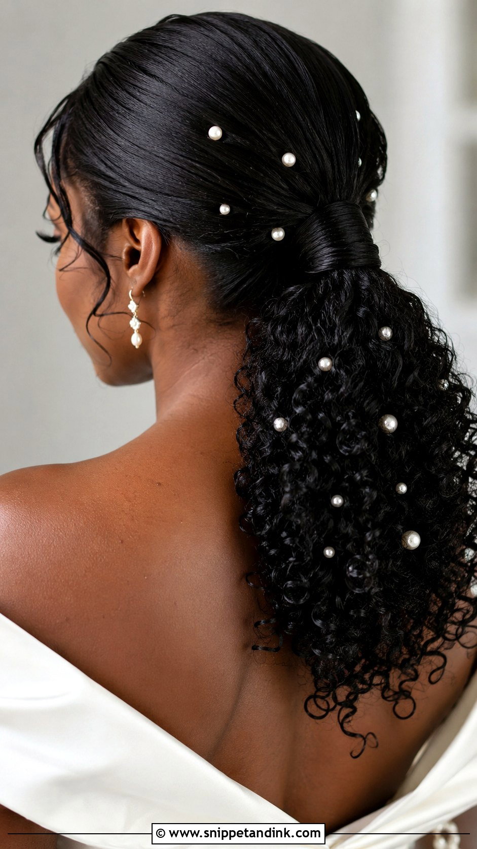 Bridal Ponytail With Pearls For Black Women - Snippet and Ink - 20 Bridal Ponytail Hairstyles Black Women